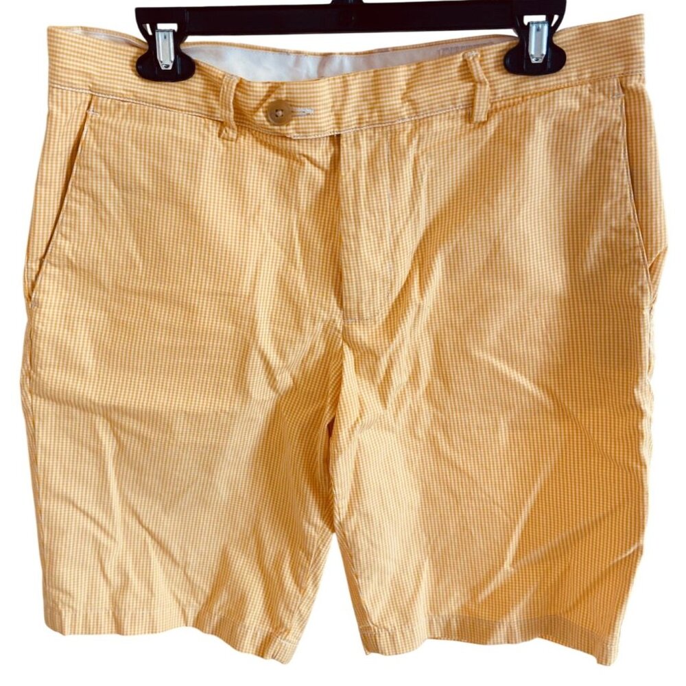 Club Monaco Shorts Mens Size 31 Yellow & White Check Preppy Gingham Plaid